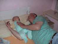 Bestefar is tickling me....